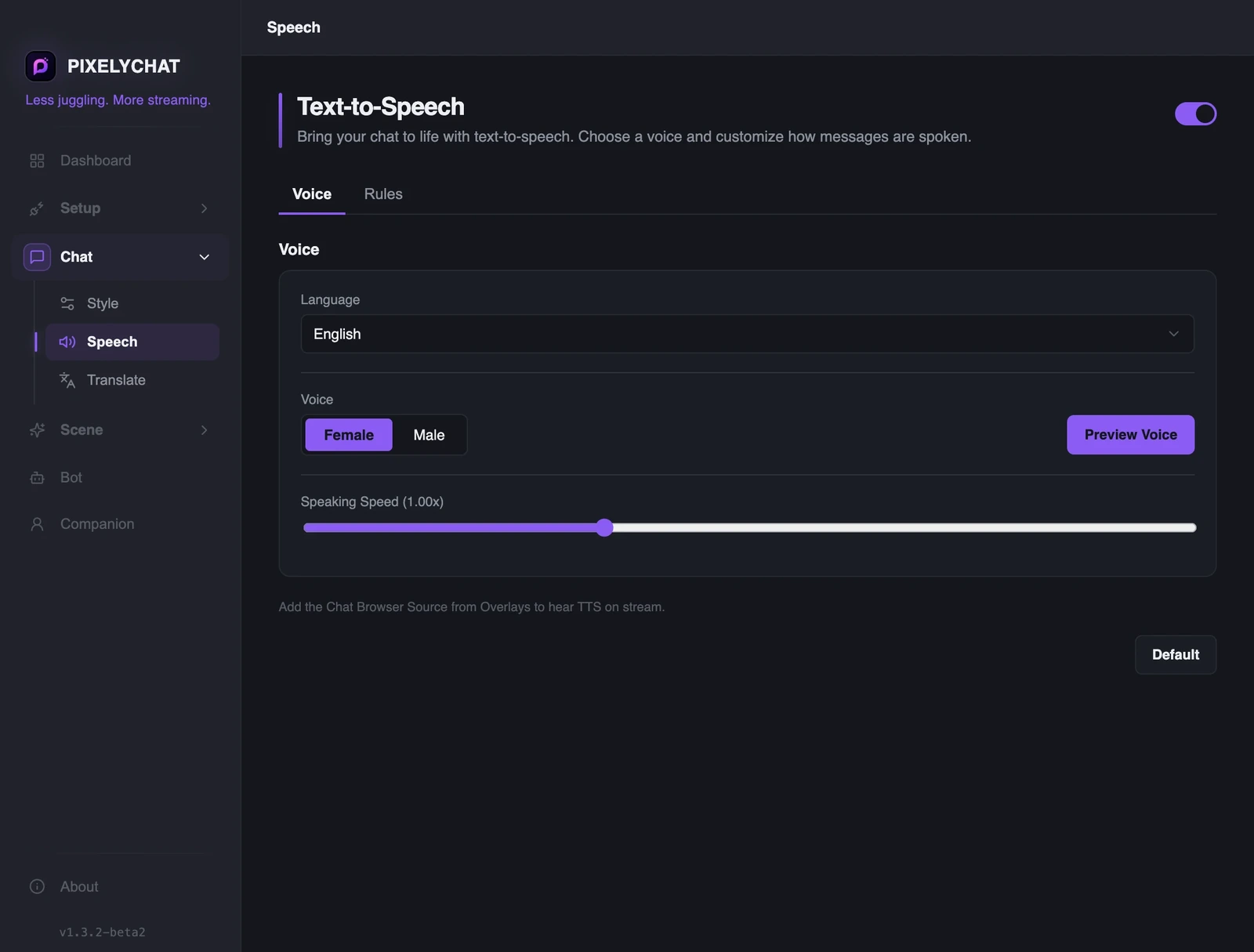 TTS that is designed for live chat