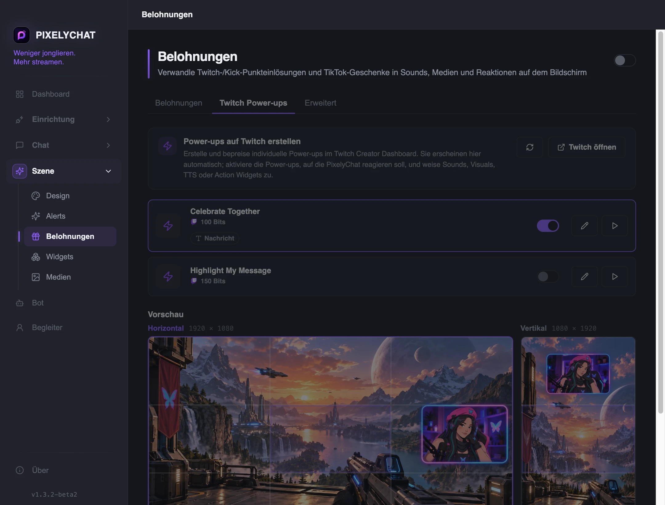 Twitch-Power-Ups-Einstellungen
