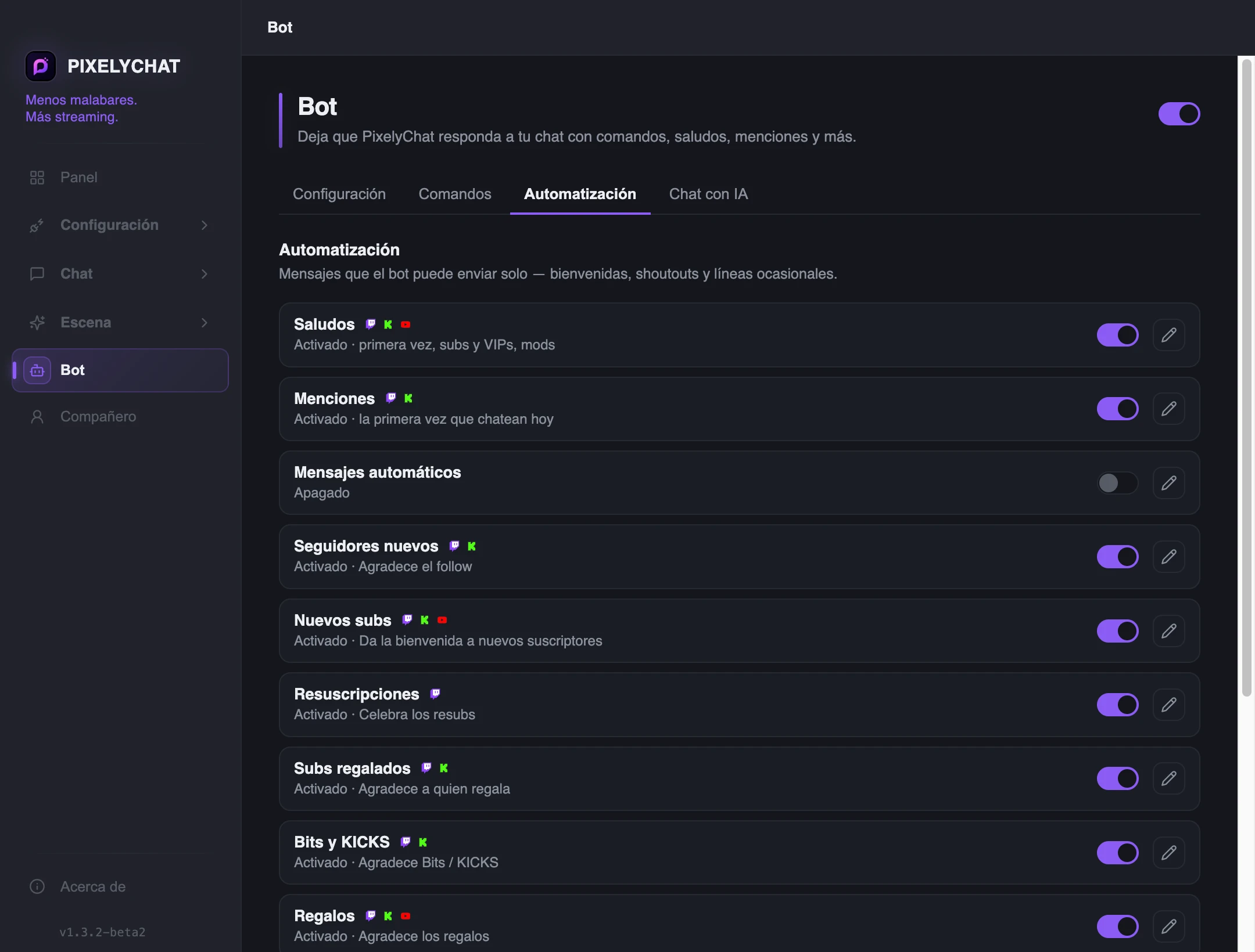 Automatización del Bot