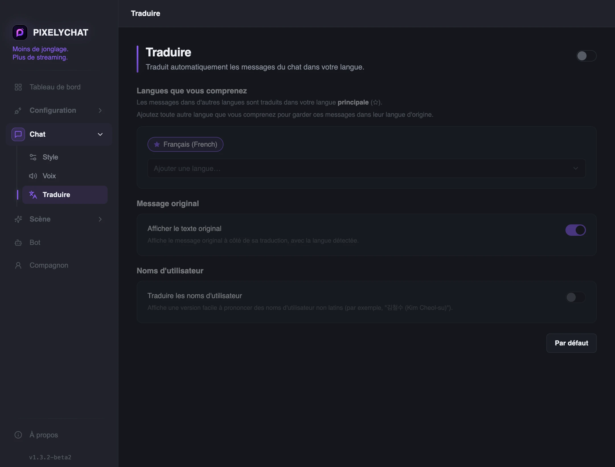 Gardez le texte original et traduit ensemble