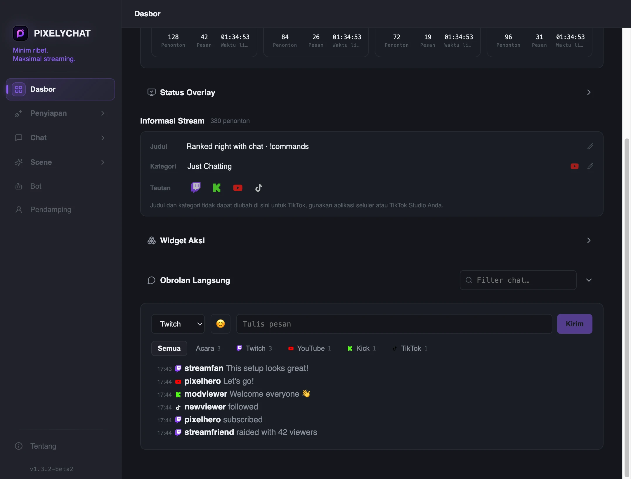 Chat langsung Dasbor