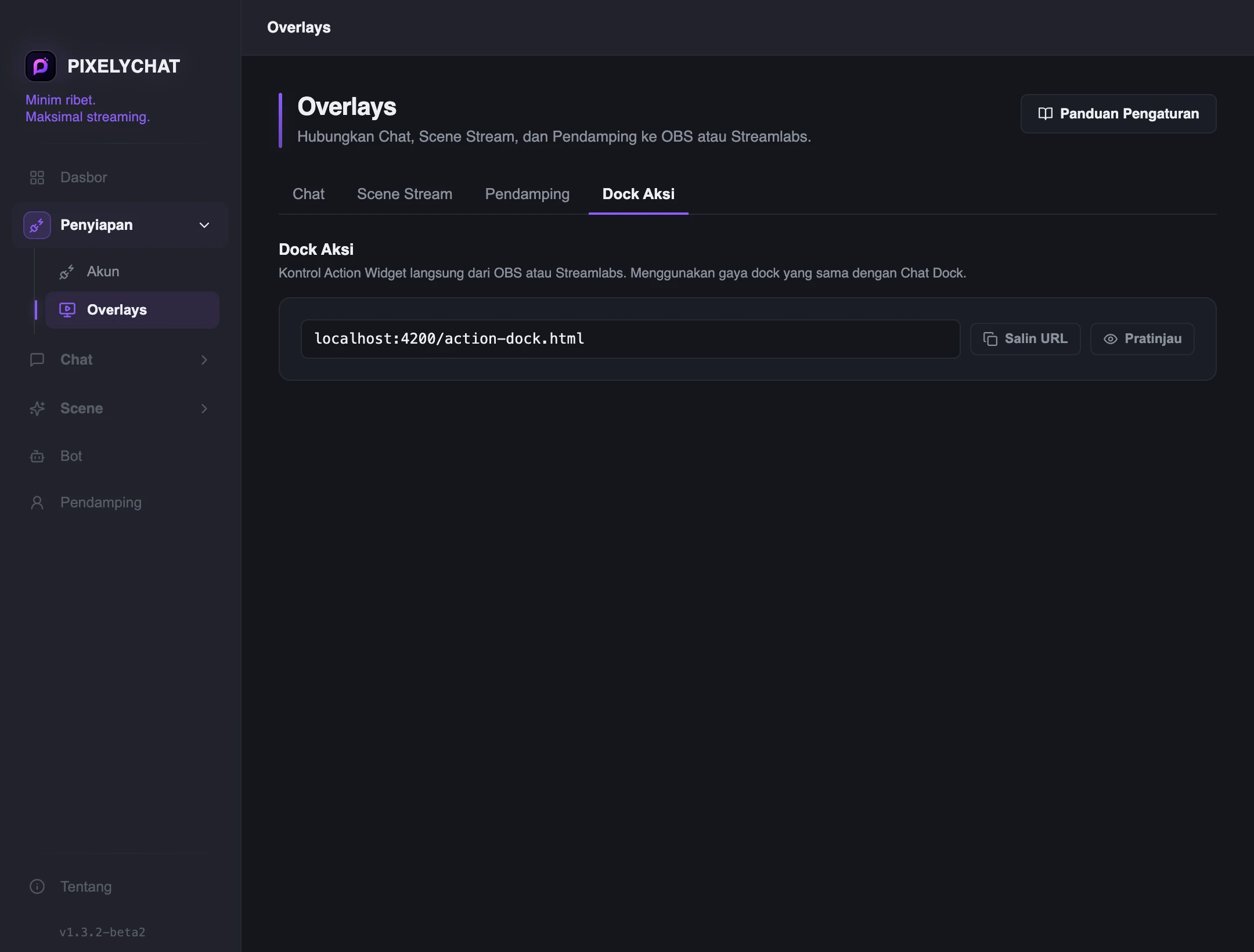 Browser source Widget Aksi
