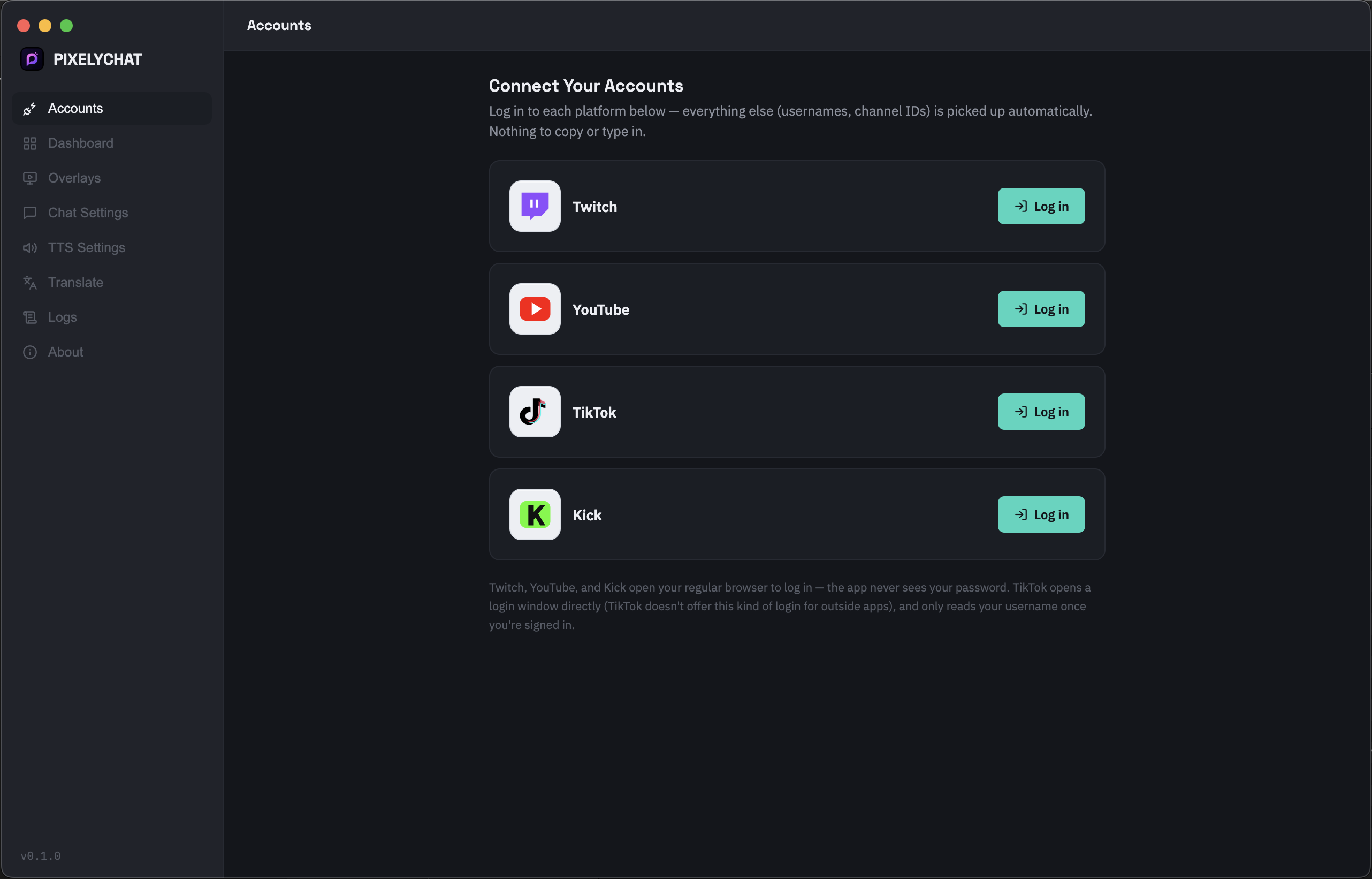 Account Connection Interface