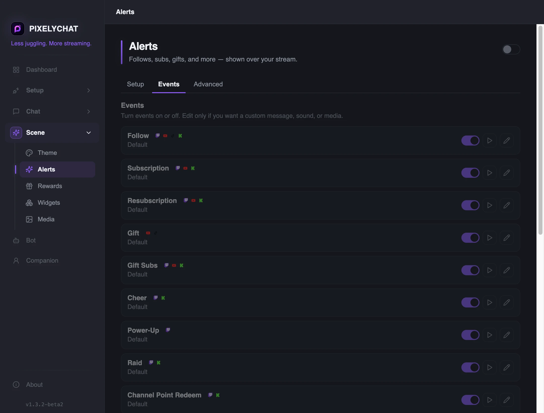 Alert event list