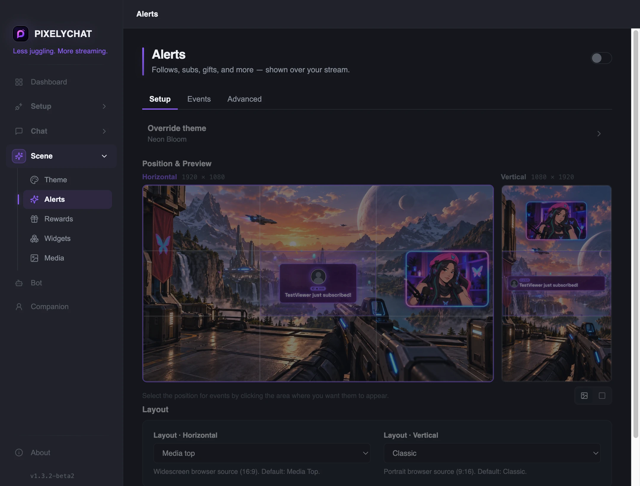 Alerts setup