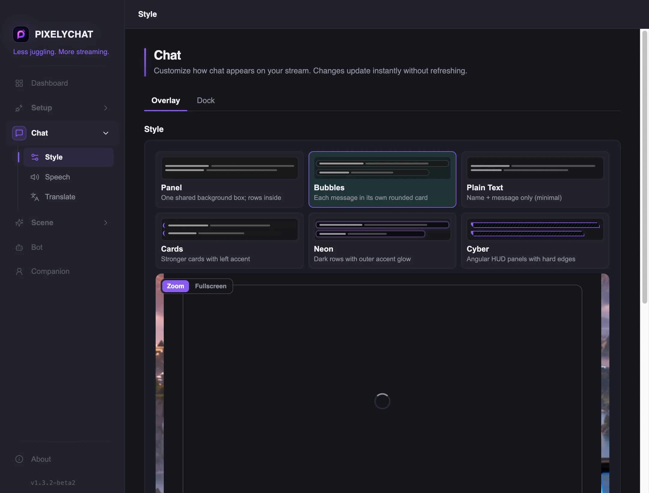 Chat Overlay editor