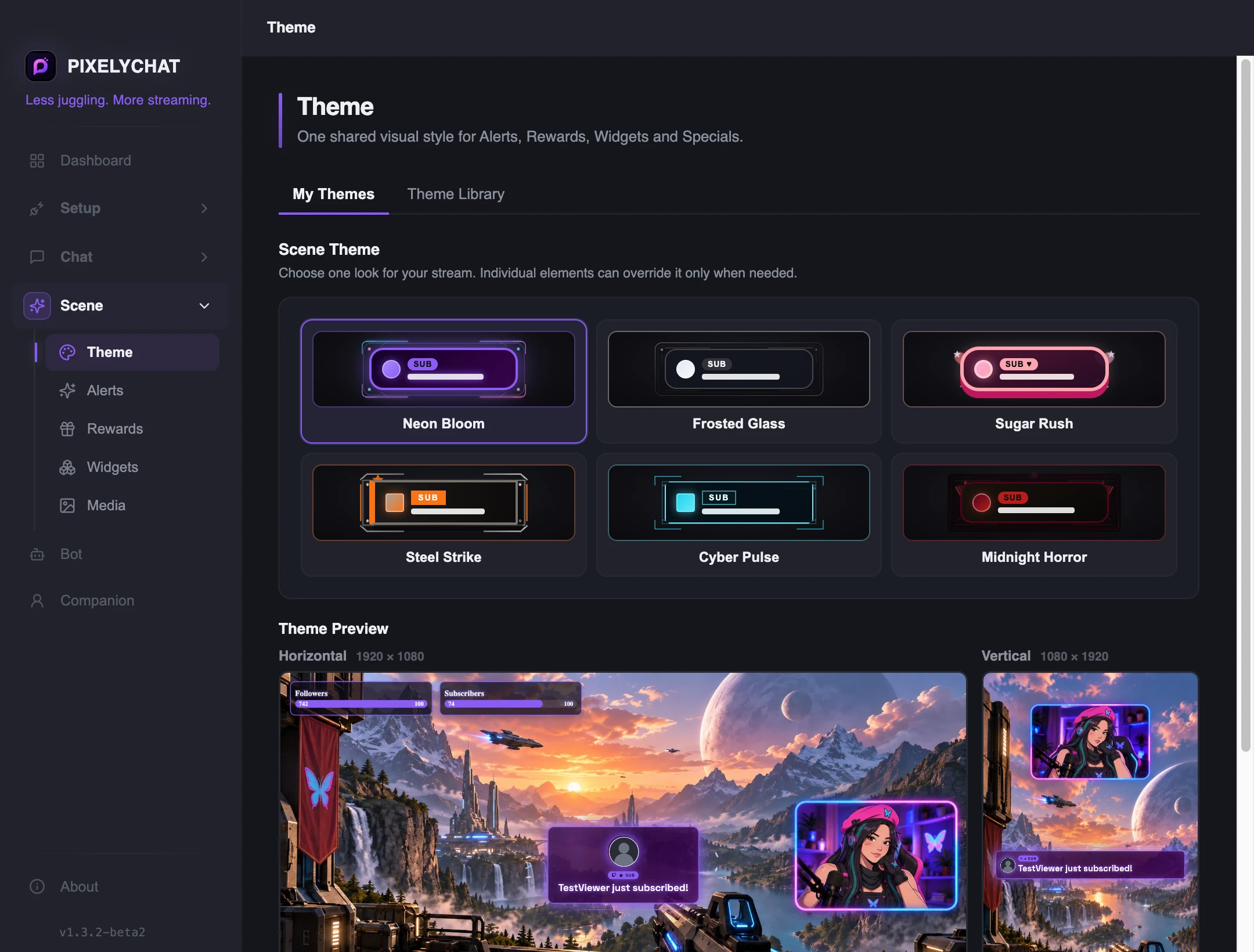 Scene Theme settings